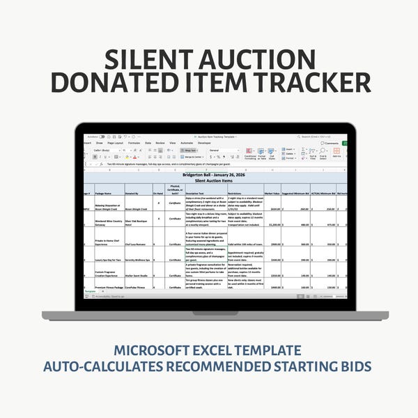Auction Excel - Etsy