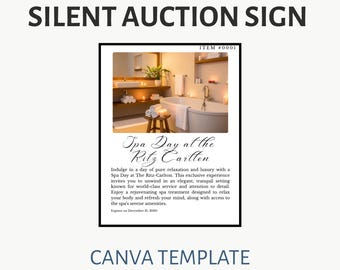 Printable Silent Auction Item Sign – Canva Template to Edit, Print & Display