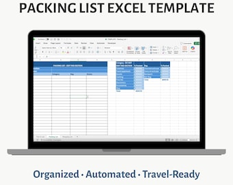 Travel Packing List Excel Template | Automated Trip Planner (Digital Download)