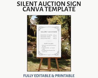 Silent Auction Display Sign – Printable Canva Template for Fundraisers & Events