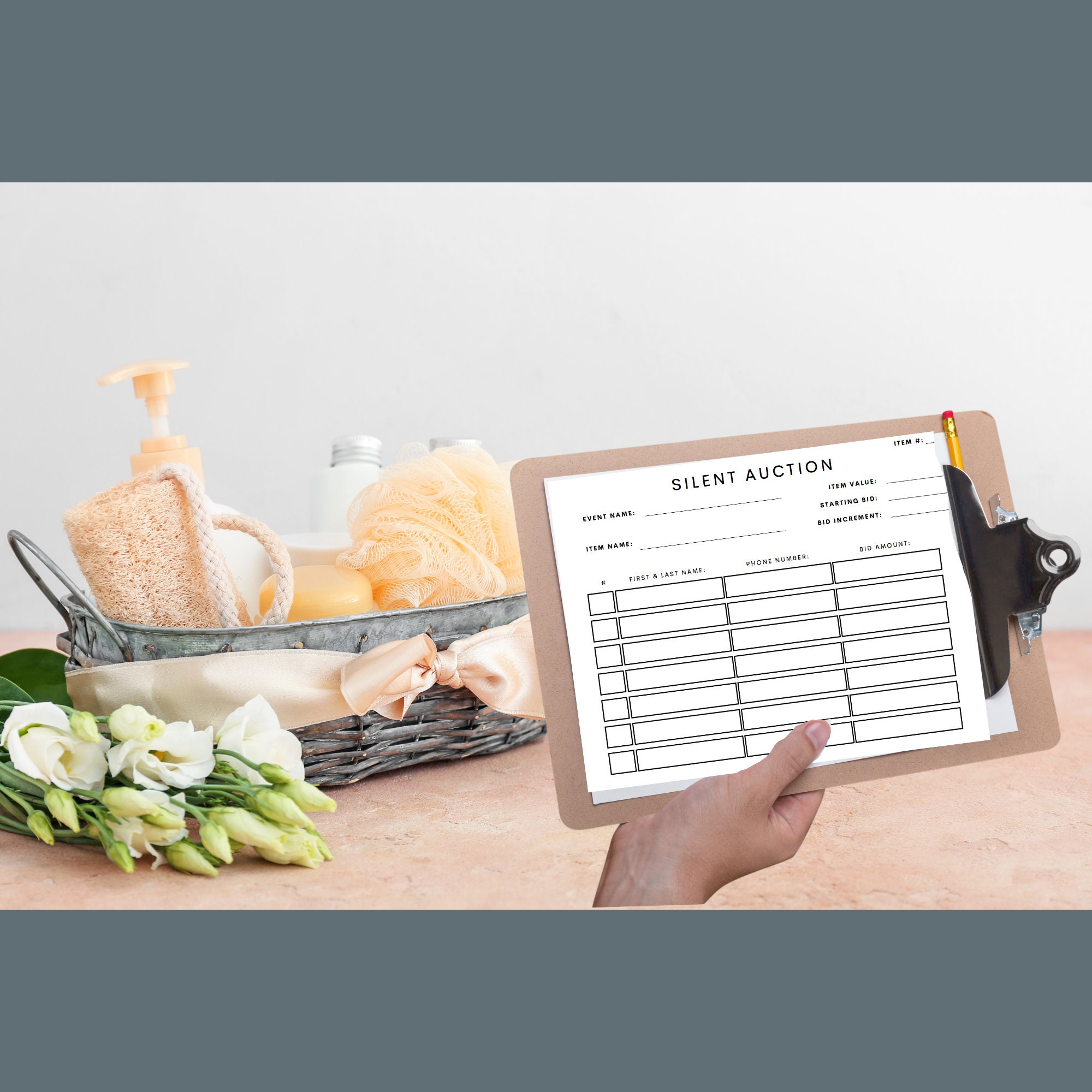 Modern Printable Silent Auction Bid Sheet (PDF File - Simply Download ...