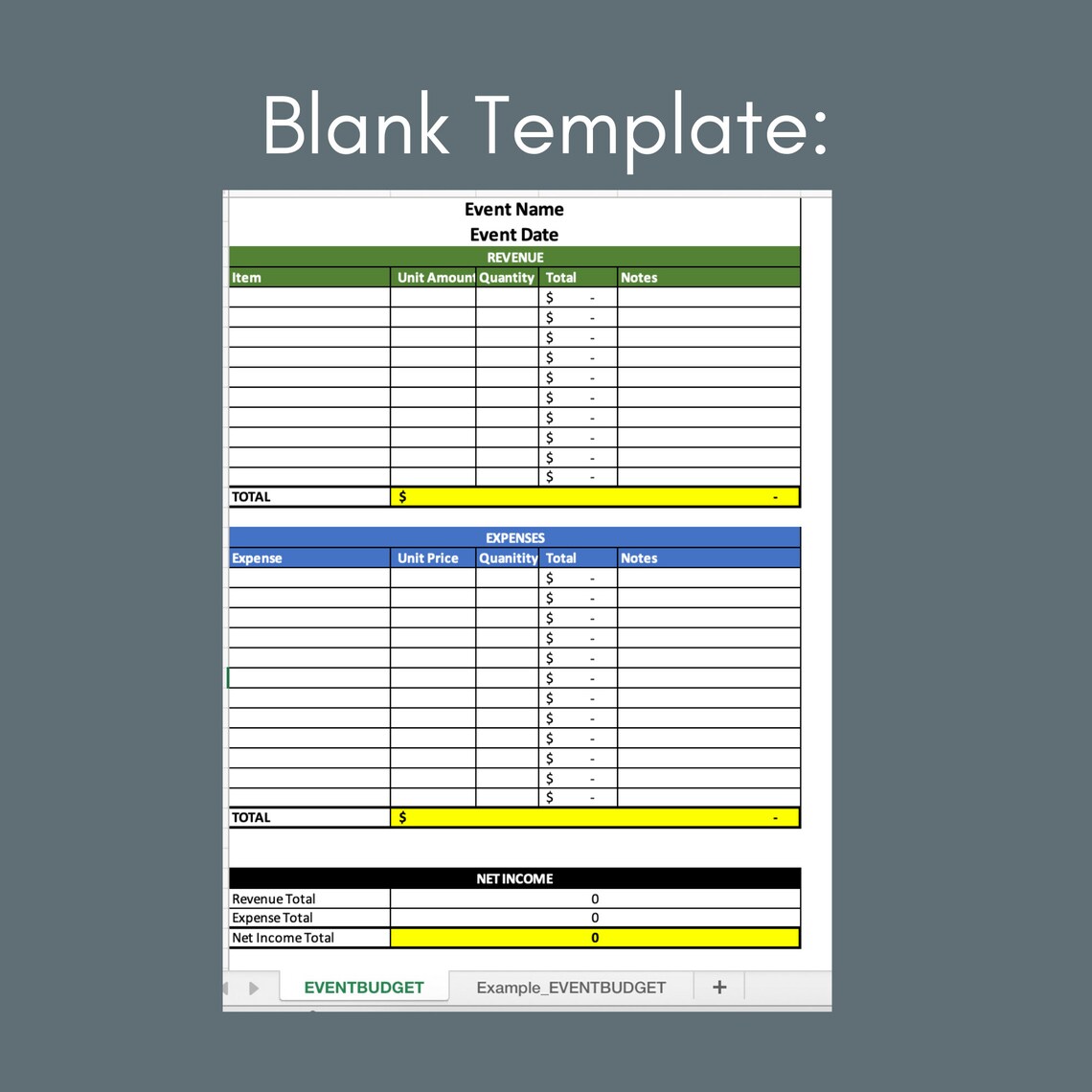 Microsoft Excel Event Budget Template - Digital Download - Etsy