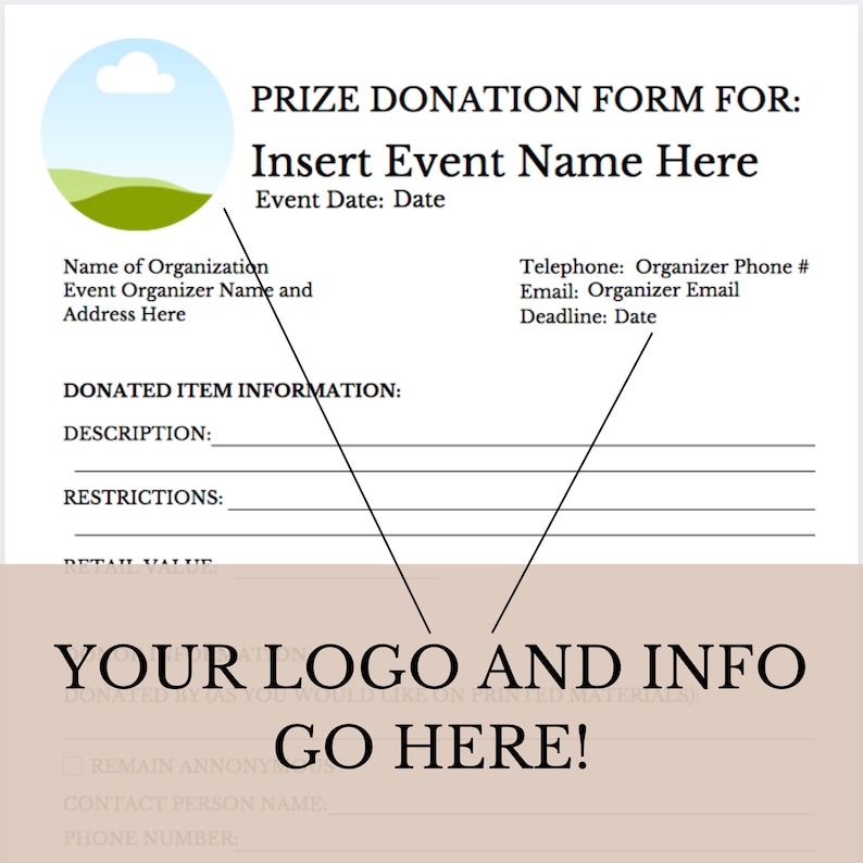 Printable / Downloadable Silent Auction Donation Request Form CANVA