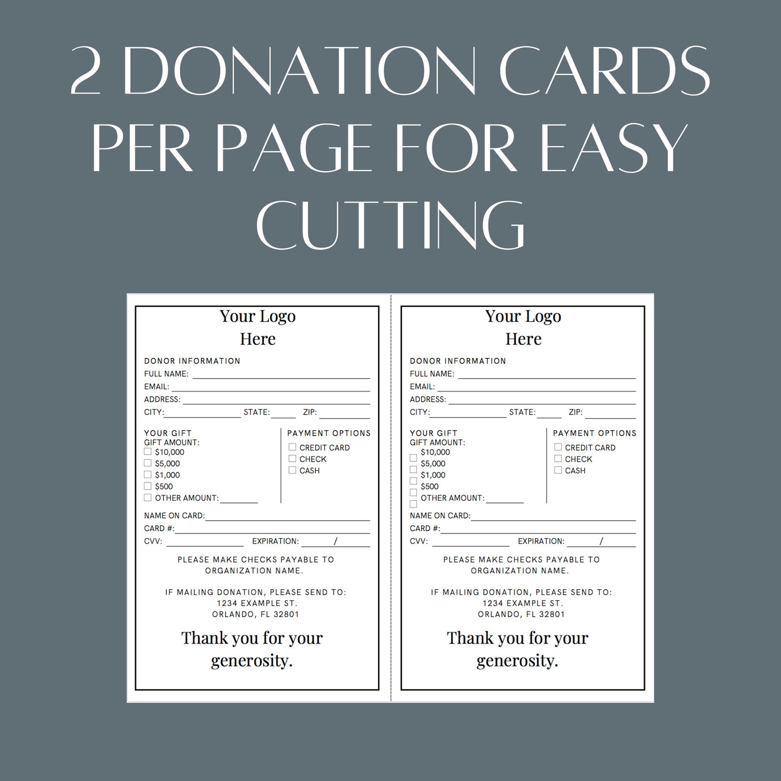 Custom Printable Donation Card for Nonprofit Fundraiser Canva Template Custom Printable Donation Card for Nonprofit Fundraiser Canva Template