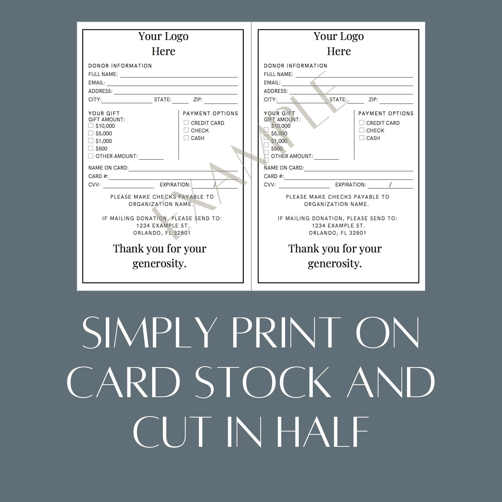 Custom Printable Donation Card for Nonprofit Fundraiser Canva Template Custom Printable Donation Card for Nonprofit Fundraiser Canva Template