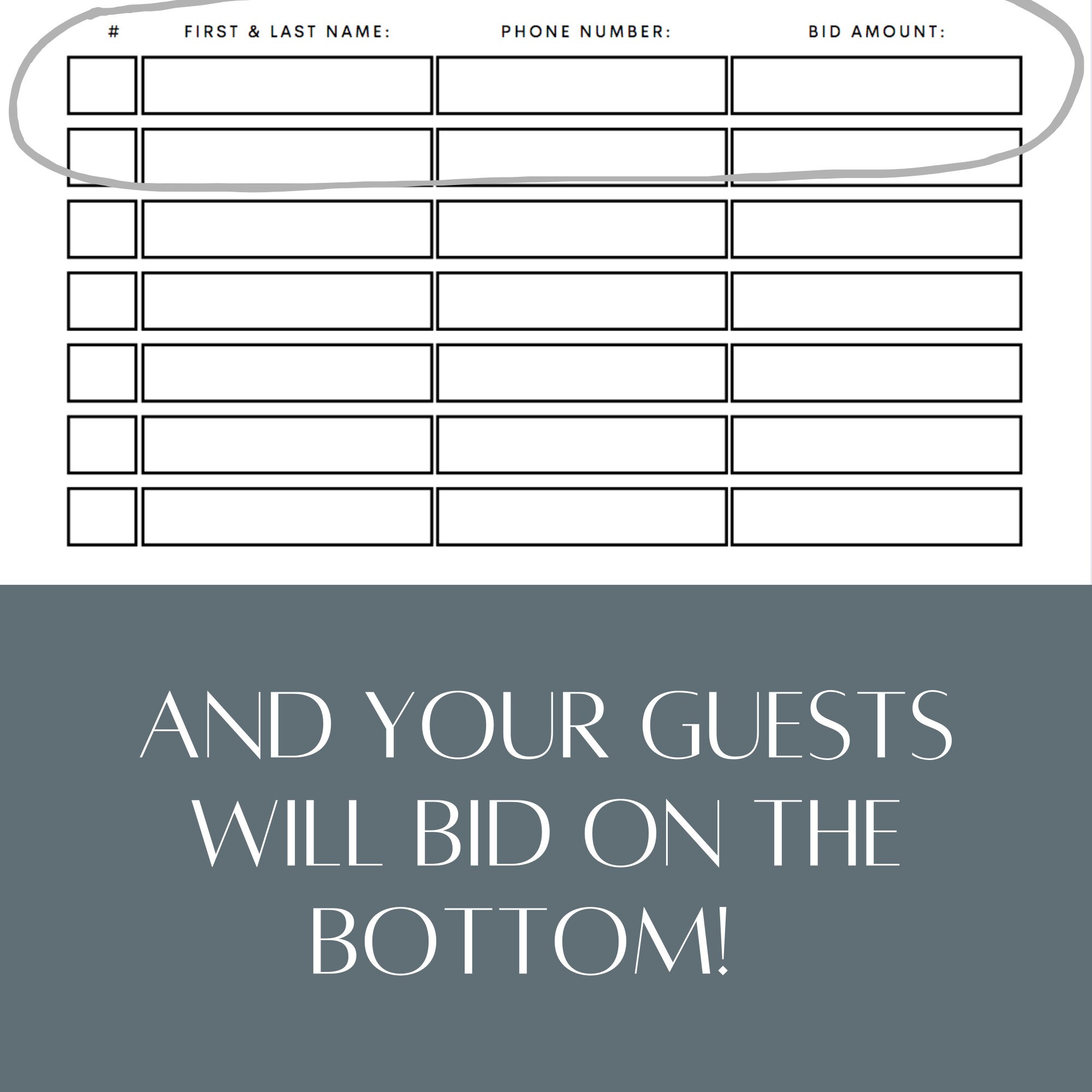 Modern Printable Silent Auction Bid Sheet (PDF File - Simply Download ...