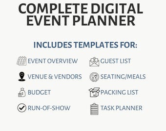 Ultimate Event Planner Excel Spreadsheet | All-in-One Event Planning Template for Weddings, Galas & Nonprofits