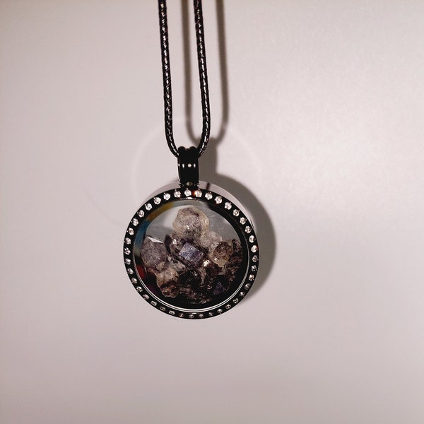 Tibetan Black Quartz - Black Phantom Tibetan Quartz Crystal Locket Necklace.  So Beautiful!
