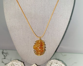 Gold Beauty! Golden Yellow Quartz Necklace - Attract Prosperity, Success And Abundance! Manifestation Stone! Master Healer!
