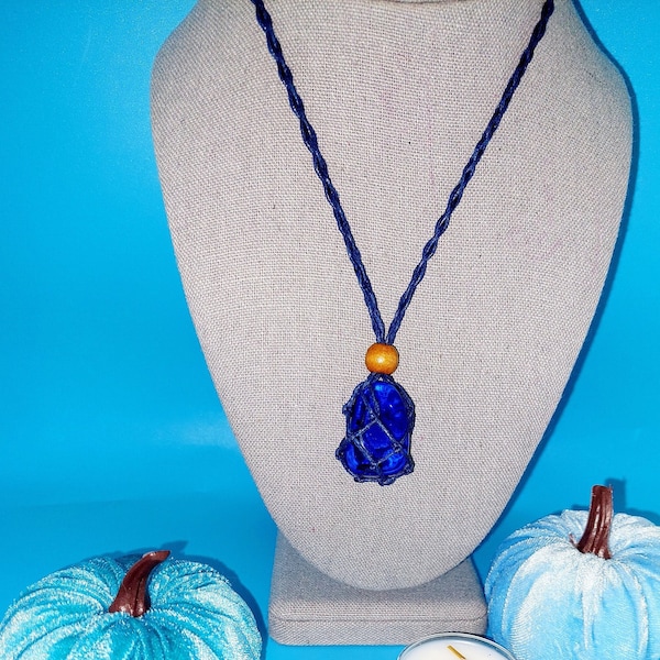 Blue Obsidian! Intriguing Indigo Electric Blue Obsidian Crystal Necklace - Stone for Divination and Psychic Development for Greater Good!