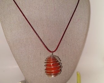 Red Jasper Crystal Pendant Cage Necklace