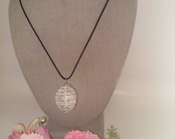 Fire and Ice Power! Fire and Ice Quartz - Crackle Quartz Crystal Pendant Necklace - Counteracts Evil and Negative Energy!