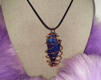Peacock Kyanite Rainbow Aura Titanium Crystal Necklace!