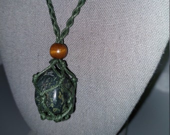 Kambaba Jasper aka Crocodile Jasper Crystal Necklace - Powerful Healer for the Brokenhearted! Powerful Conduit of the Earth&#39;s Life Force!