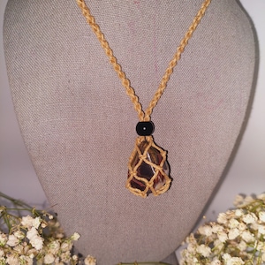 Tiger Iron Crystal Pendant Necklace