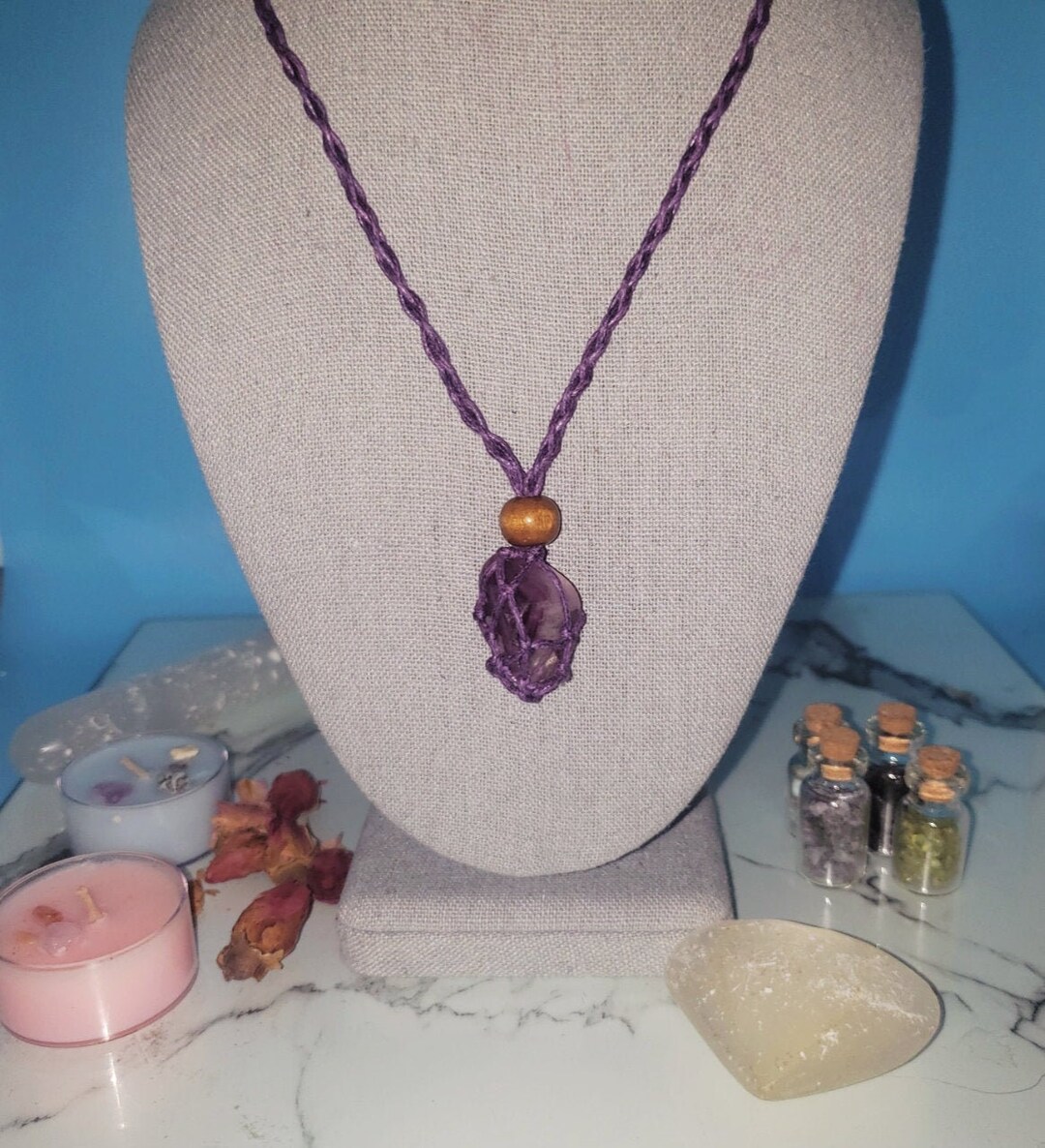 Amethyst Crystal Pendant Necklace Etsy