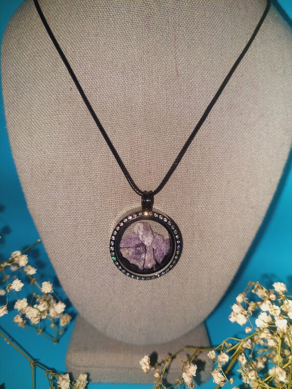 Violet Purple Scapolite! Natural Purple Scapolite Locket Necklace