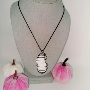 Okenite! Natural Okenite on Quartz Matrix Specimen Necklace! Very Powerful Mineral! Powerful Tool for the Brain! Rare, Exotic and Alluring!