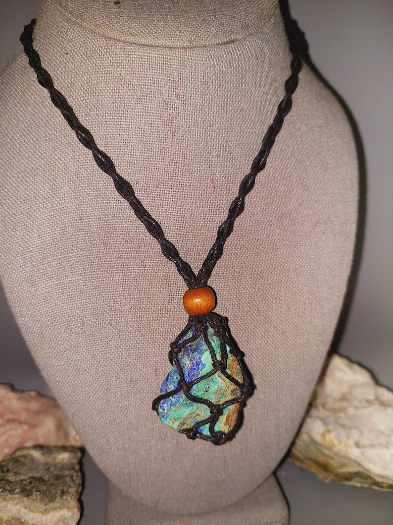 Shattuckite! Raw Shattuckite with Chrysocolla Necklace - Stone of Intuition, Mediumship, Telepathy and Psychic Abilities! higher knowledge! image 2