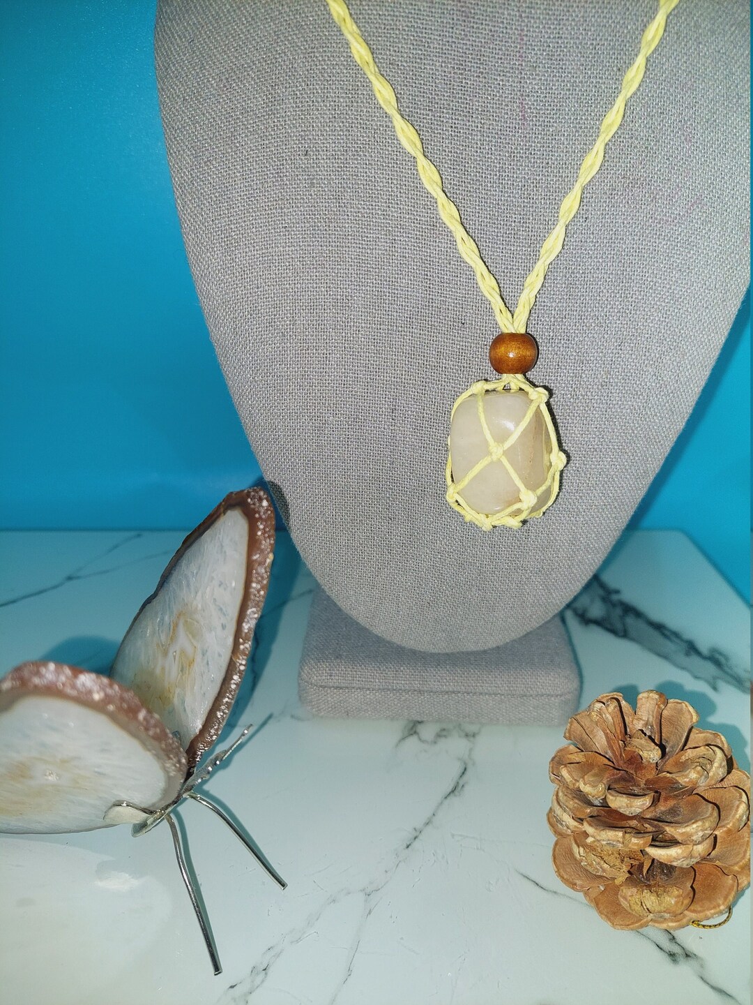 Butter, Buttercream Quartz or Yellow jade Quartz Crystal Pendant