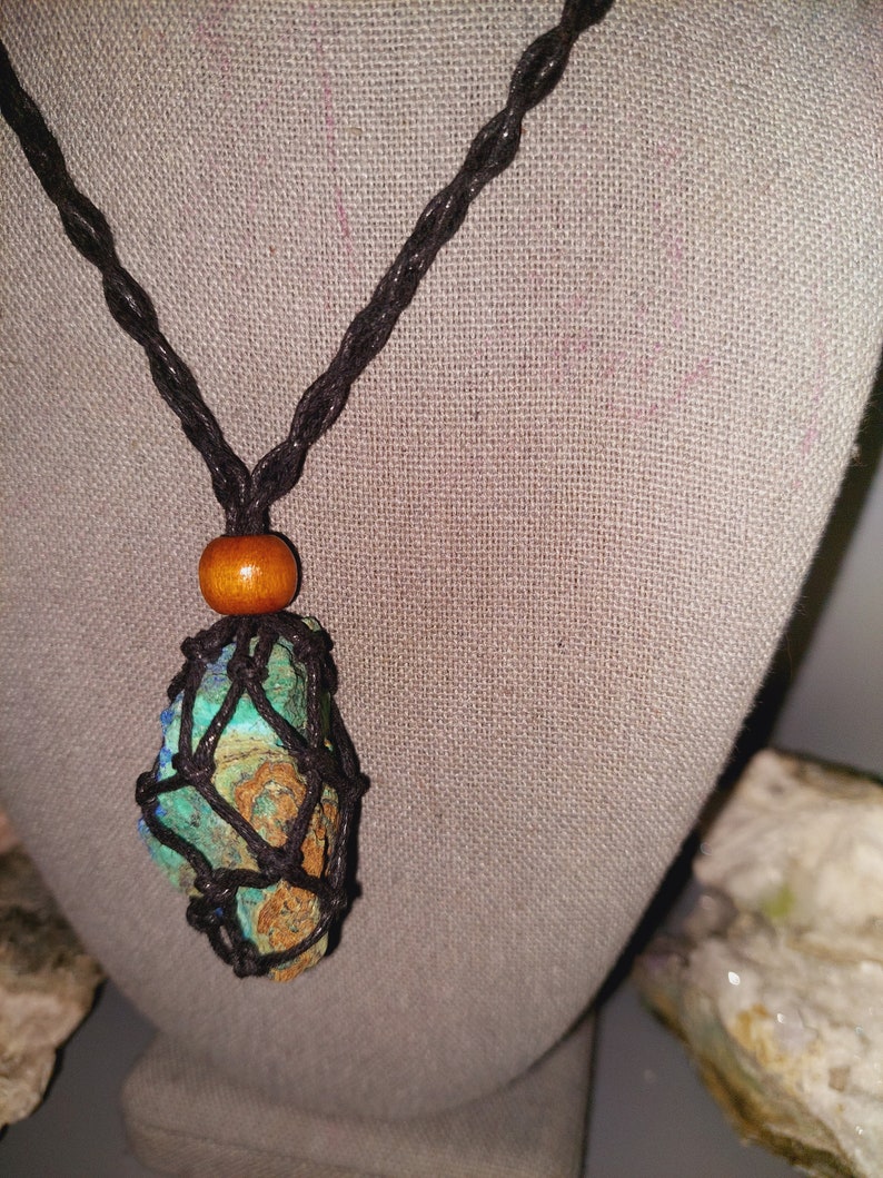 Shattuckite! Raw Shattuckite with Chrysocolla Necklace - Stone of Intuition, Mediumship, Telepathy and Psychic Abilities! higher knowledge! image 5