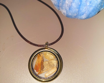 Golden Healer Quartz and Golden Yellow Apatite Crystal Locket Necklace. Golden Powerhouse!