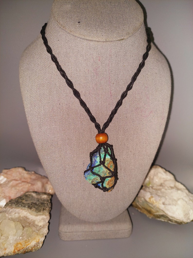 Shattuckite! Raw Shattuckite with Chrysocolla Necklace - Stone of Intuition, Mediumship, Telepathy and Psychic Abilities! higher knowledge! image 3