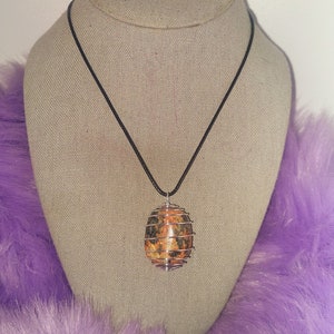 Orthoclase aka K-Spar Stone- Black Tourmaline Inclusions Pendant Necklace