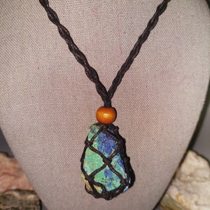Shattuckite! Raw Shattuckite with Chrysocolla Necklace - Stone of Intuition, Mediumship, Telepathy and Psychic Abilities! higher knowledge! Rope Necklace