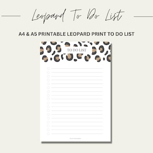 A4 & A5 Leopard Print To Do List Printable Download Planner