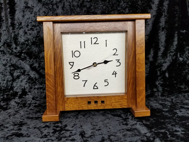 Missionstyle Arts & Crafts Mantel Clock Quartersawn Oak With Etsy