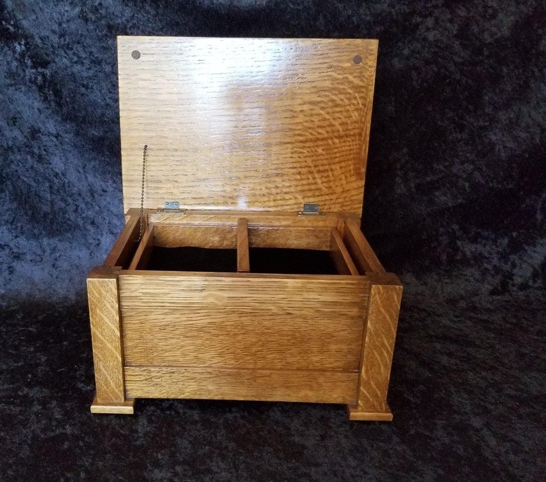 Stickley Style Mission Style Oak Jewelry Chest With Liftout Tray