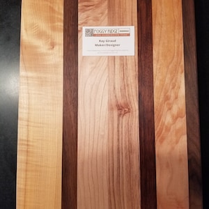 Handmade Wood cutting board made of walnut and maple  Handcrafted