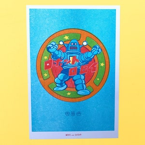 Japan Risograph Print - etiqueta vintage - Papel reciclado - Cartel de viaje