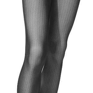 Diane Recycled Polyamide Tights With Herringbone Pattern - Black