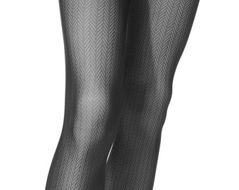 Diane Recycled Polyamide Tights With Herringbone Pattern - Black