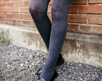 Laura Ethically Made Cable Knit Cotton Tights - Gray
