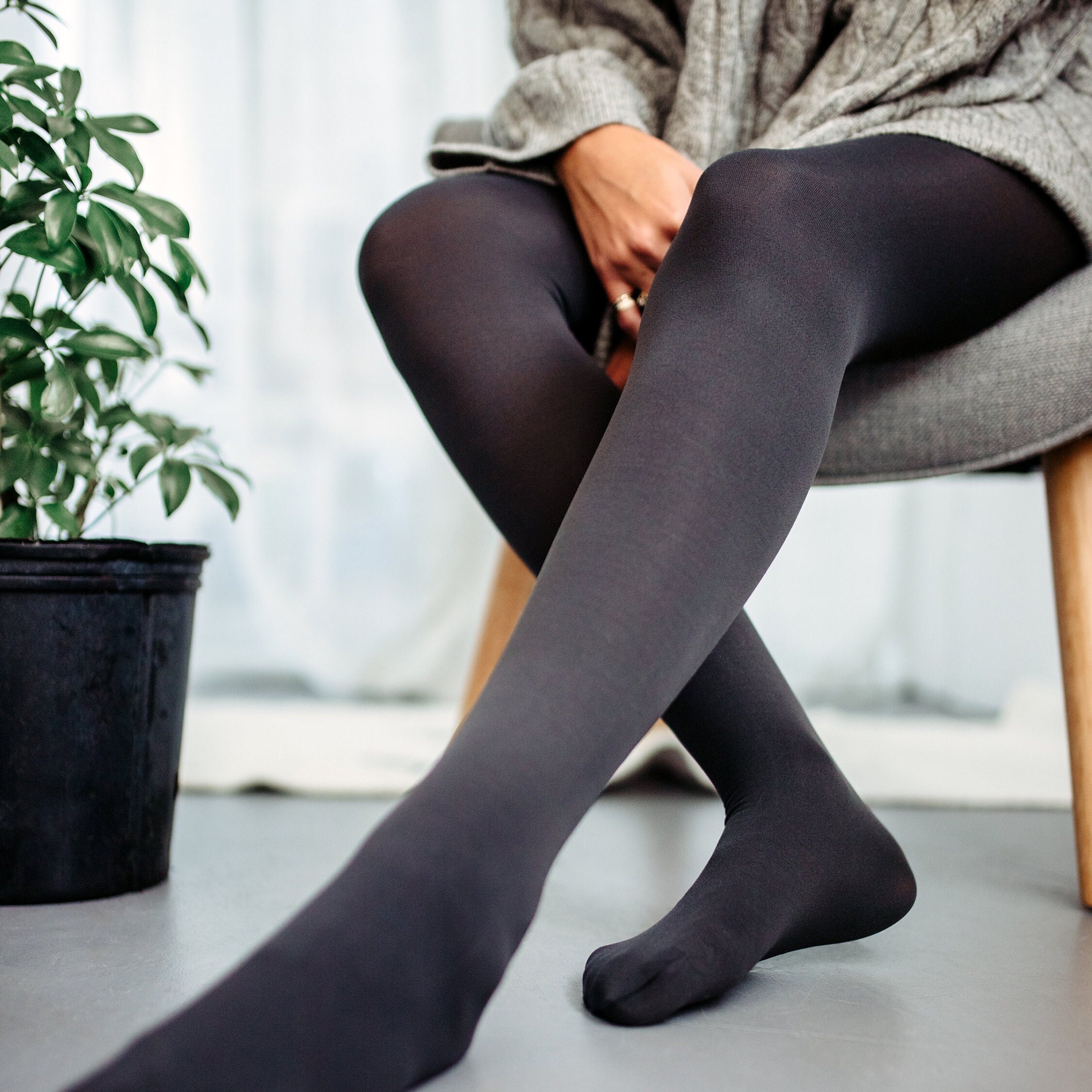 Grey Opaque Tights -  Canada