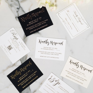 RSVP-kaarten voor bruiloft, RSVP-kaart met QR-code, Minimalist Response Card, RSVP-kaart met retouradres of envelop