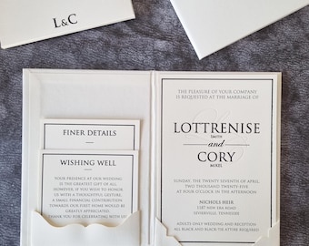 Luxury Black Foil Wedding Invitation Set: Ivory Paper, RSVP & Details Card