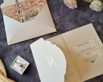 10 Buste Regalo Con Nastro - Carta Kraft Perlescente, 22x11 Cm, Blu Lago