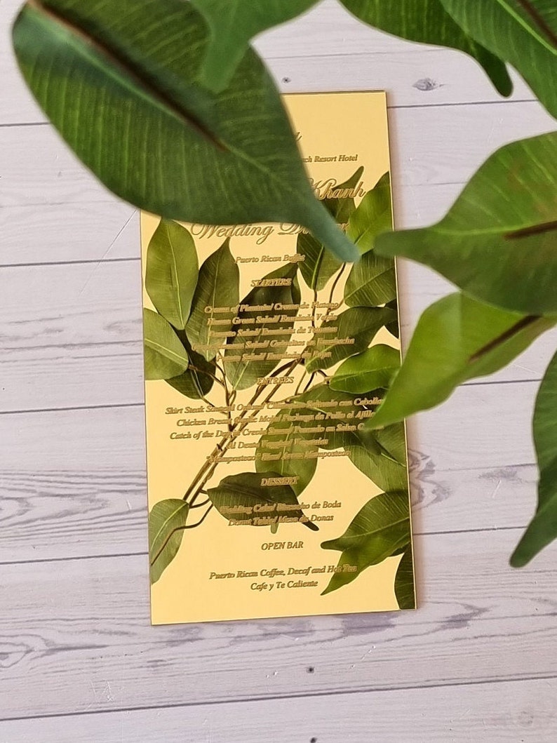 Luxury Wedding Menu Acrylic Menu Plexyglass Menu Engraved Etsy