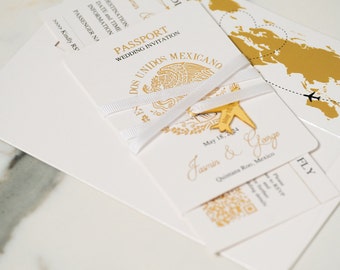 Passport Wedding Invitation, Photo Wedding, Acrylic Plane charms, Boarding Pass RSVP, Wedding Abroad, Destination Wedding, Plane Ticket