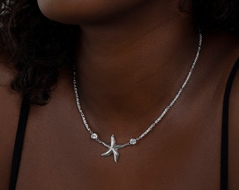Starfish pendant bar link chain necklace sea star necklace for bridesmaid star necklace gift for mom necklace as birthday gift