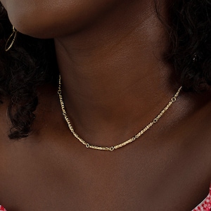 Getextureerde staafketting Gelaagde schakelketting Getextureerde lijnketting Barstation-ketting cadeau voor sieradenliefhebber