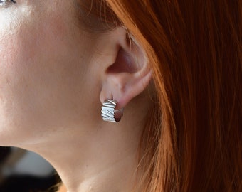 Small hoop earrings thick hoop earrings minimalist dainty earrings textured hoop earrings gift for mom perfect jewelry gift everyday hoops