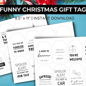 Funny Christmas Gift Tags,  Holiday Gift Tags, Minimalist Gift Tags, Christmas Tag, PDF, Instant Download, Downloadable Christmas Gift Tags