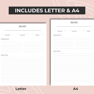 Recipe Binder Printable, Printable Blank Recipe Template, Recipe Card ...