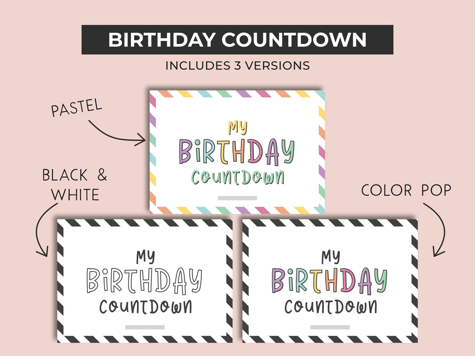 Birthday Countdown, Birthday Calendar, Printable Paper Chain Countdown ...