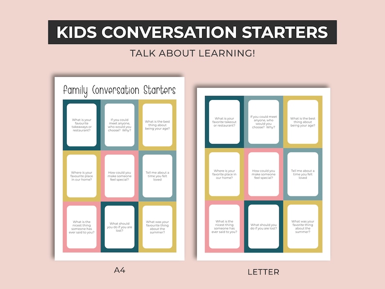 Family Conversation Starters Printable, Kids Conversation Starters, Ice ...